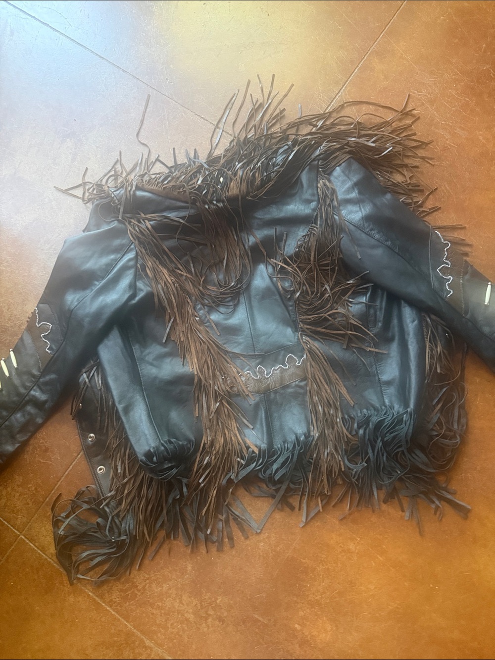Vintage Women's Black Fringe Motorcycle Jacket - Picture 3 of 7